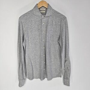 Suitsupply Button Up Shirt 15.5 15.75 39/40 Gray Extra Slim Fit Jersey Knit